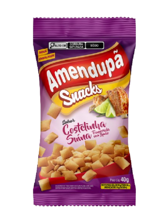 Salgadinho Snacks Costelinha Suina 40Gr Amendupa - Pacote