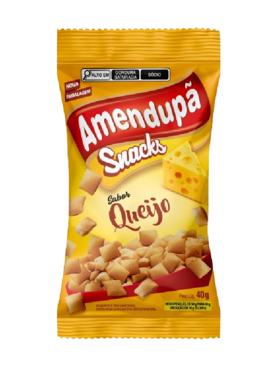 Salgadinho Snacks Queijo 40Gr Amendupa - Pacote