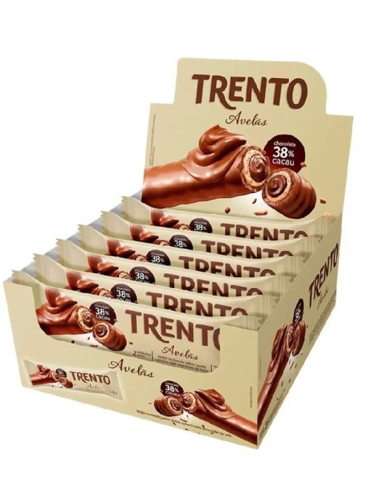 Trento Wafer Rolinhos Avelas 16X29Gr 464Gr Peccin - Display C/16 Un