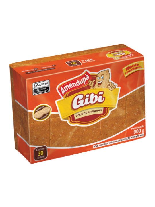 Doce Amendoim Gibi C/30 Un 900Gr Amendupa - Display C/30 Un