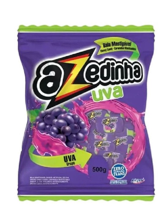 Bala Mastigavel Azedinha Uva 500Gr Riclan - Pacote