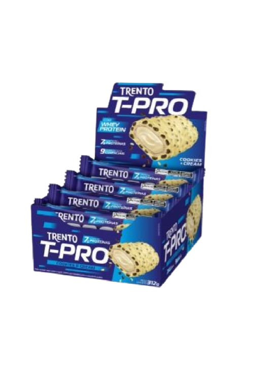 Trento Wafer T-Pro Cookies & Cream Chocolate Branco 12X26Gr 312Gr Peccin - Display C/ 12 Un