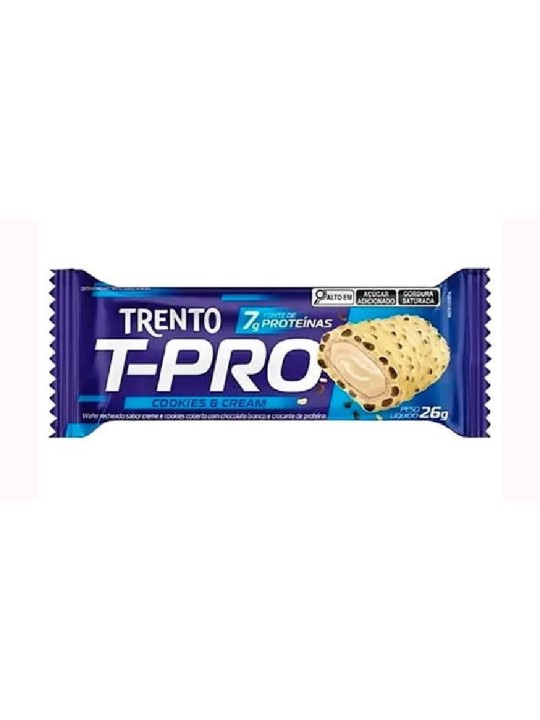 Trento Wafer T-Pro Cookies & Cream Chocolate Branco 26Gr Peccin - Unidade