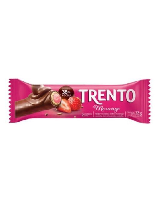 Trento Wafer Rolinhos Morango 32Gr Peccin - Unidade