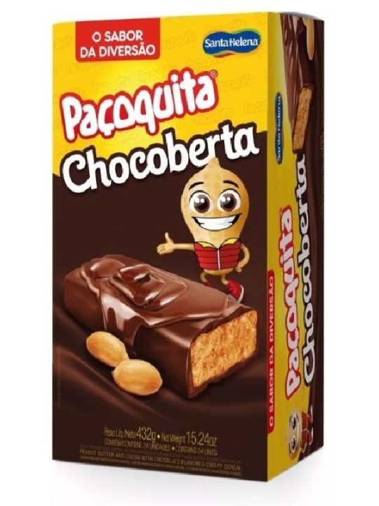 Paçoquita Cobertura Chocolate 24X18Gr 432Gr Santa Helena - Display C/ 24 Un