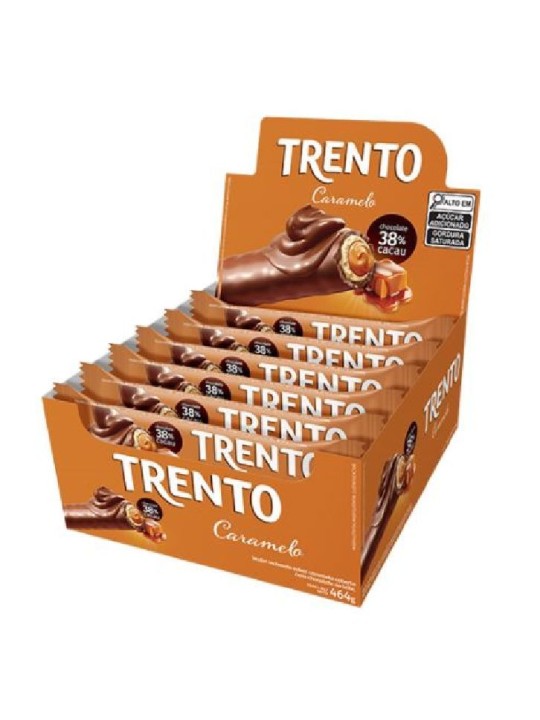 Trento Wafer Rolinhos Caramelo 16X29Gr 464Gr Peccin - Display C/16 Un