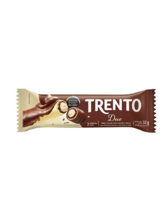 Trento Wafer Rolinhos Duo Chocolate Branco/Ao Leite 29Gr Peccin - Unidade