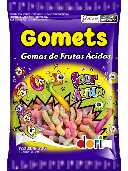 Bala Gomets Minhocas Acidas 600Gr Dori - Pacote