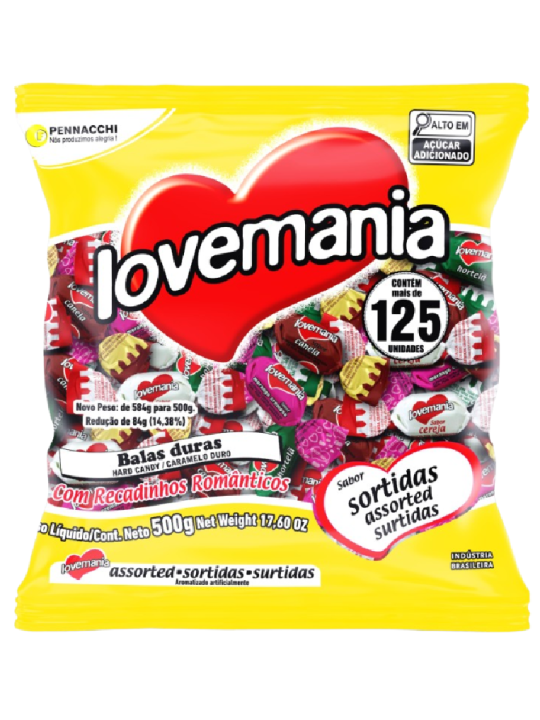 Bala Love Mania Sortida 500Gr Pennacchi - Pacote
