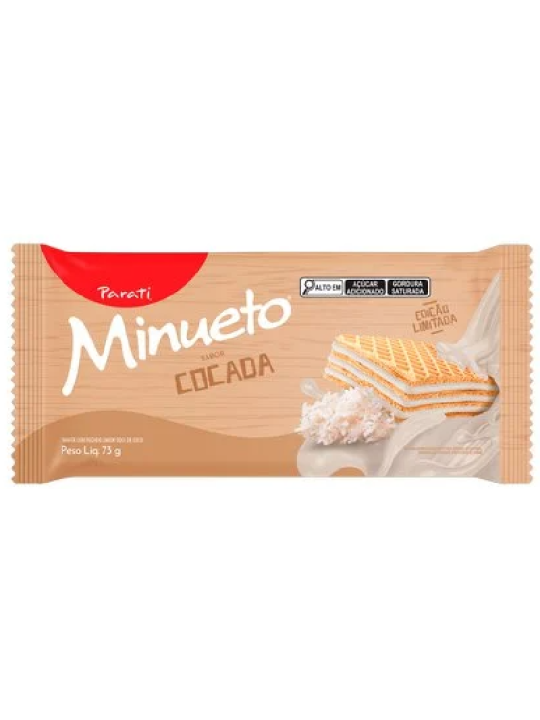 Biscoito Wafer Minueto Cocada 73Gr Parati - Pacote