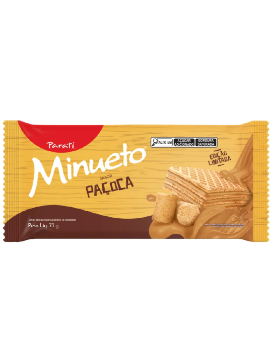 Biscoito Wafer Minueto Paçoca 73Gr Parati - Pacote