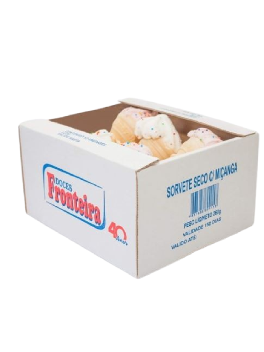 Sorvete Seco C/ Miçangas 264Gr C/12 Un Doces Fronteira - Caixa