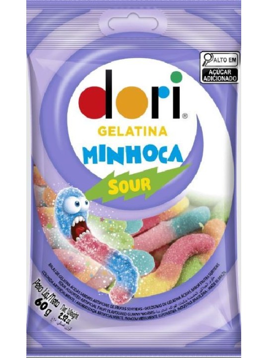 Bala Gelatina Minhoca Acida 60Gr Dori - Pacote