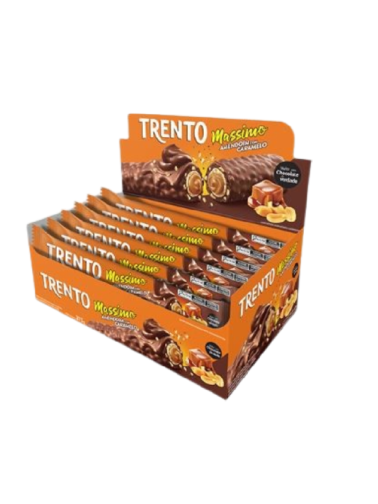 Trento Massimo Wafer Amendoim C/ Caramelo 15X25Gr 375Gr Peccin - Display C/15 Un