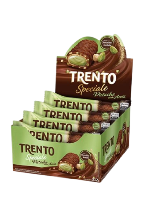 Trento Wafer Speciale Pistache Ao Leite/Avela 12X26Gr 312Gr Peccin - Display C/12 Un