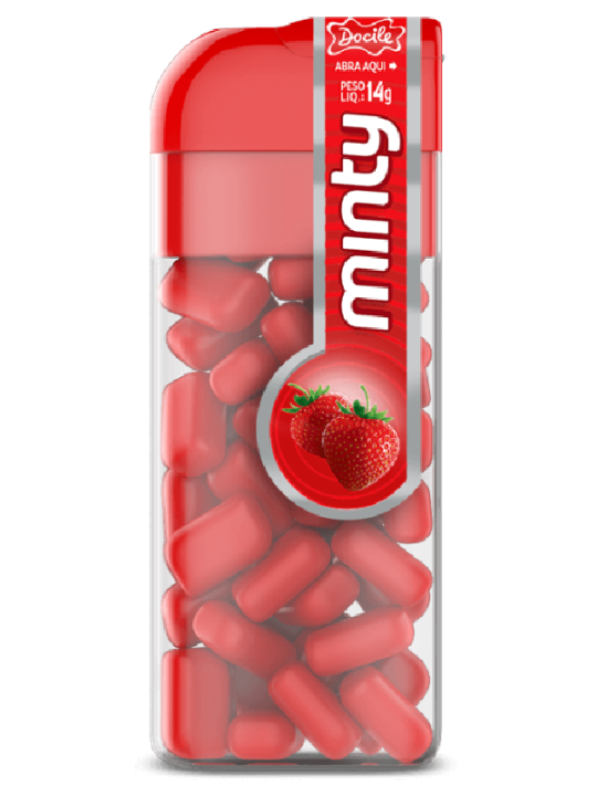 Pastilha Mini Minty Morango 14Gr Docile - Unidade