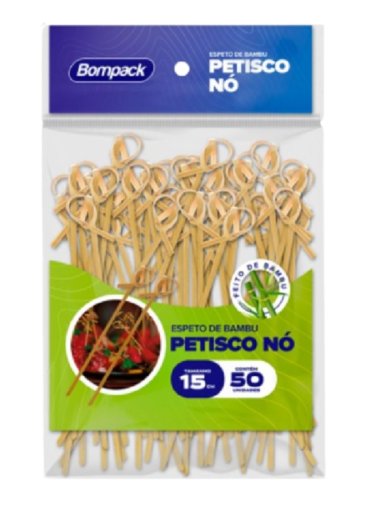 Espeto De Bambu Petisco 15Cm C/50Un Bompack - Pacote