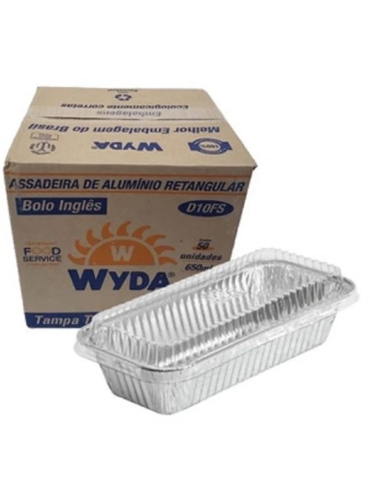 Bolo Ingles Aluminio D10Fs C/Tampa Pet 210X102X45Mm 650Ml Wyda - Unidade