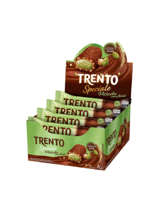 Trento Wafer Rolinhos Pistache 16X29Gr Peccin - Display C/16