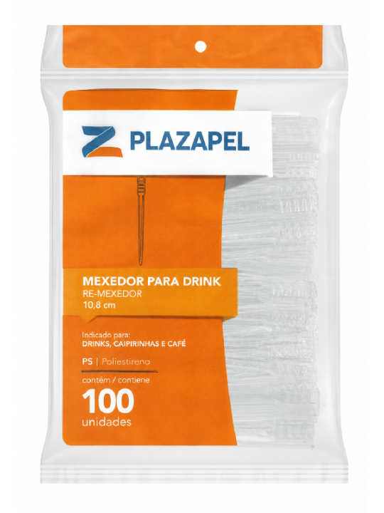 Mexedor Drink Cristal Pacote C/100Un - Plazapel
