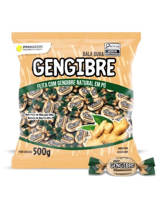 Bala Gengibre 500Gr Pennacchi - Pacote