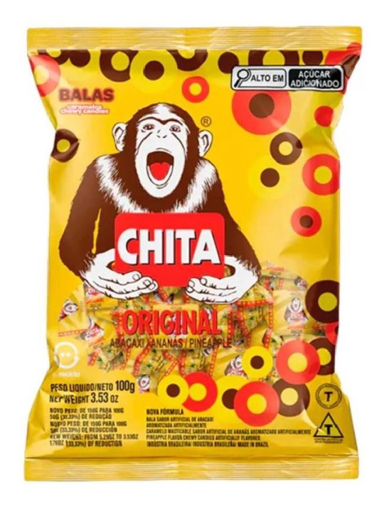 Bala Mastigavel Chita Abacaxi 100Gr Cory - Pacote