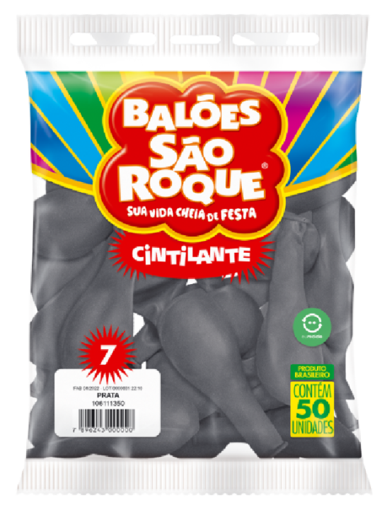 Balao Liso 7.0 Prata C/50 Un São Roque - Pacote