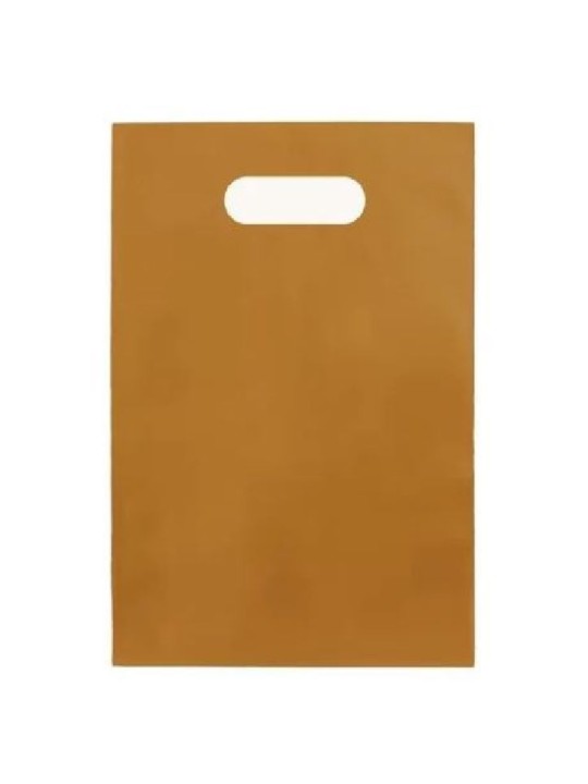 Sacola Plast Alça Vazada 25X35X08 Ouro Orleplast - Pacote C/100 Un