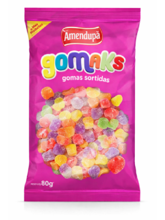 Bala Goma Gomaks 80Gr Amendupã - Pacote