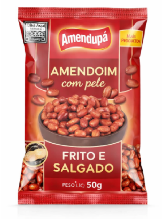 Amendoim Frito C/Pele 50Gr Amendupã - Pacote