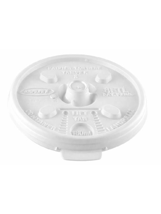 Tampa P/ Copo Termico 180Ml Branca C/Abertura Lateral 6 Ftl Dart - Pacote C/100 Un