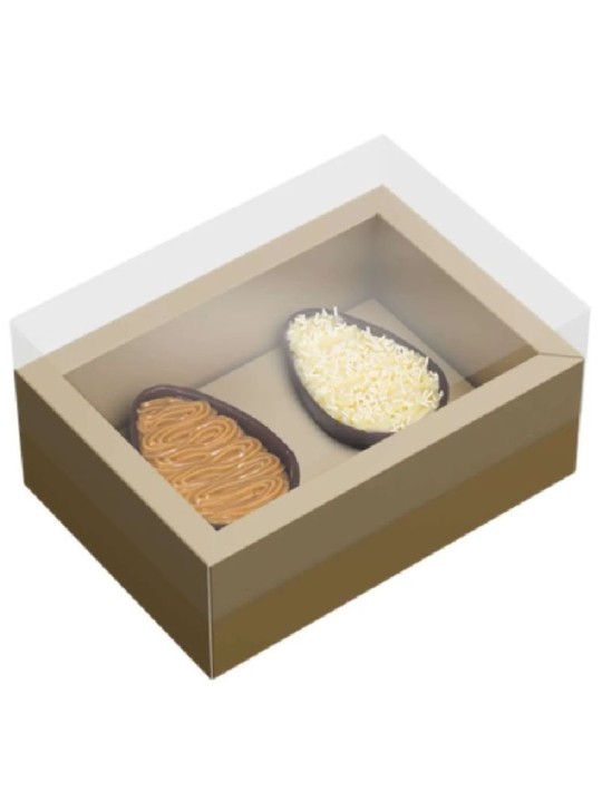 Caixa P/ Ovo Colher C/ Moldura Ouro 2X50Gr Ref. 5307 14X10X8Cm Boxid - Unidade