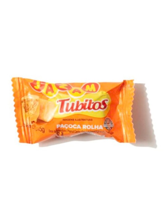 Paçoca Rolha Tubitos 100X15Gr Jazam - Caixa C/100 Un