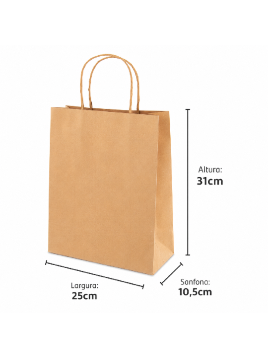 Sacola Papel Kraft P 31X25X10,5Cm Ref.sd24 Nafi - Pacote C/10 Un
