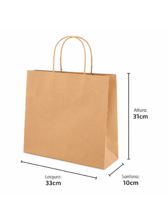 Sacola Papel Kraft M 31X33X10Cm Ref.sd27 Nafi - Pacote C/10 Un