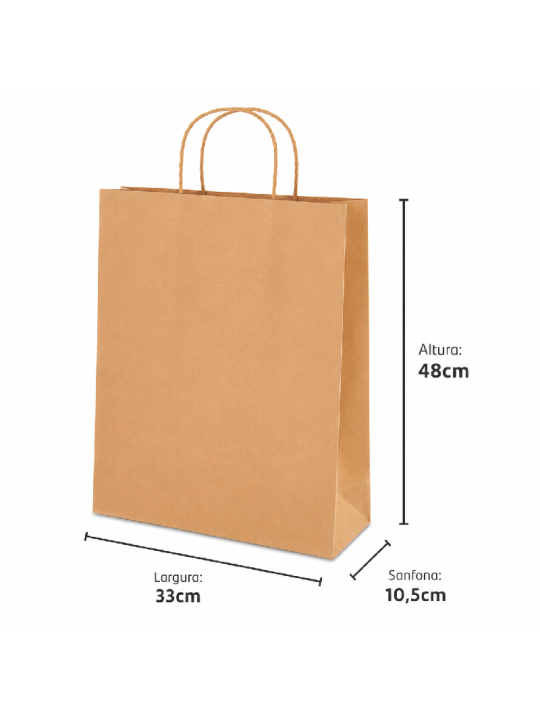 Sacola Papel Kraft G 48X33X10,5Cm Ref.sd30 Nafi - Pacote C/10 Un