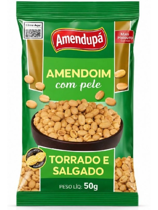 Amendoim Torrado/Salgado S/Pele 50Gr Amendupa - Pacote