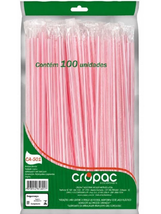 Canudo Sache Tradicional 20,5Cm X 5Mm Cropac Ca-501 - Pacote C/100 Un