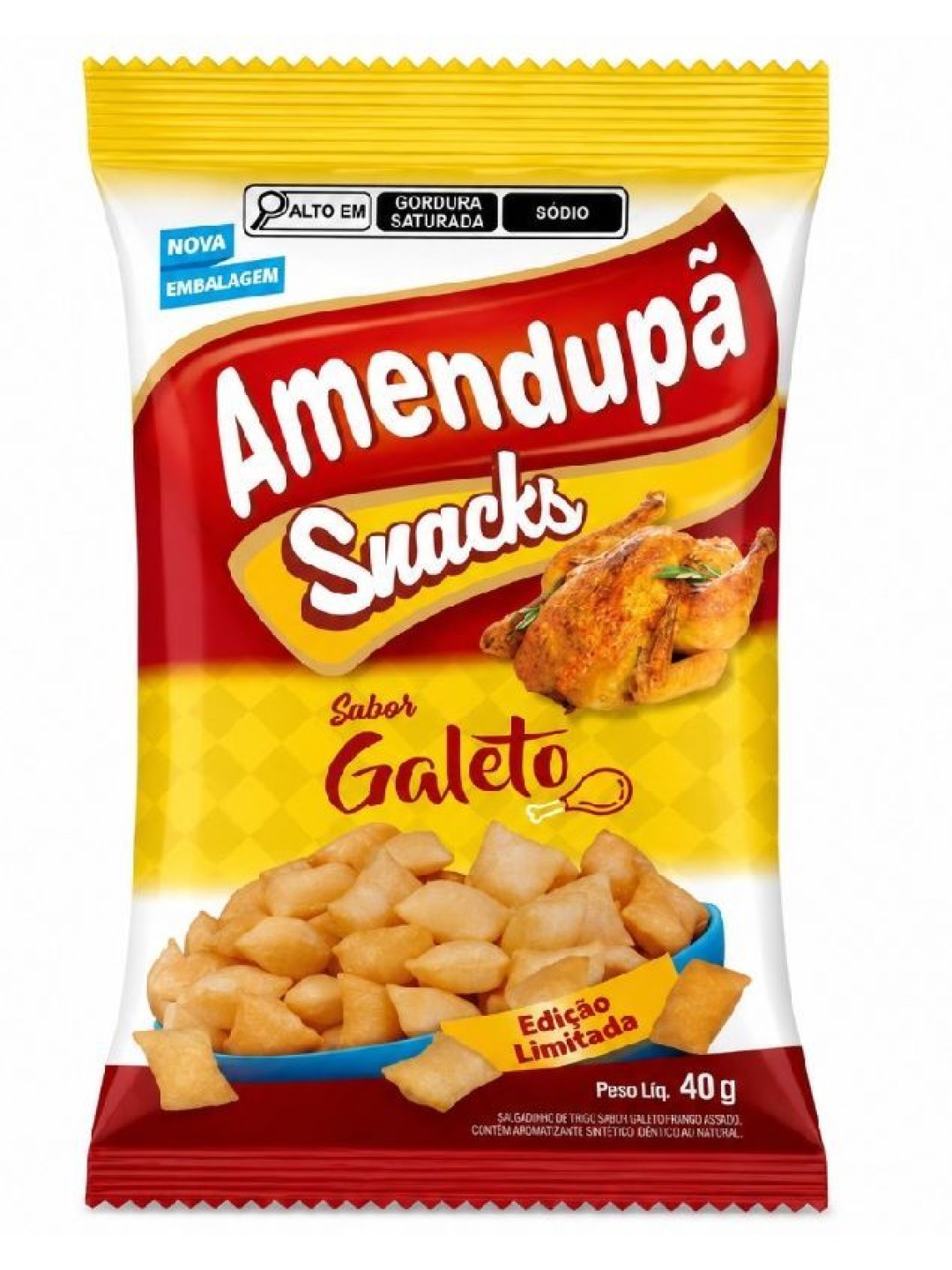 Salgadinho Snacks Galeto 40Gr Amendupa - Pacote Salgadinho Snacks Galeto 40Gr Amendupa - Pacote