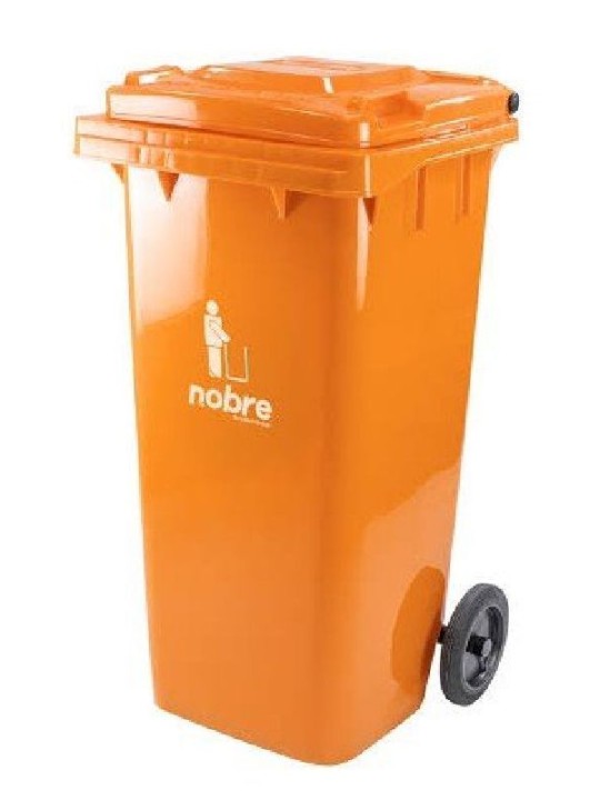 Lixeira Plastica 240 Lt Laranja C/ Rodas Nobre - Unidade