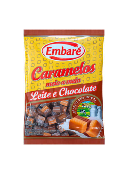 Bala Caramelo Meio A Meio Leite/Choc 660Gr Embare - Pacote