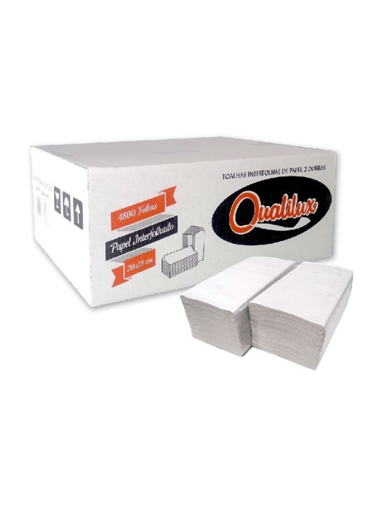 Papel Toalha Branco Interfolha 100% Celulose 20X21 C/4800 Qualilux - Caixa