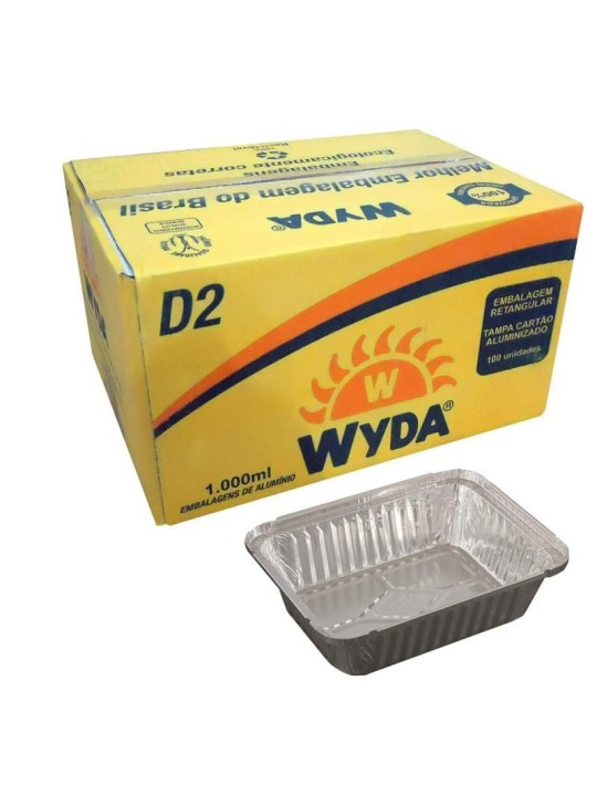 Embalagem Aluminio D2 1000Ml Retangular Wyda - Unidade