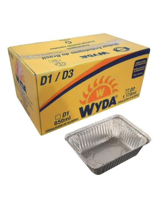 Embalagem Aluminio D3 1170Ml Retangular Wyda - Unidade