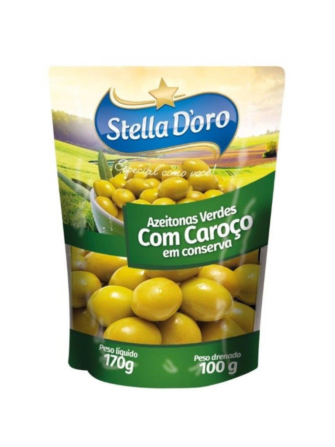 Azeitona Verde Sache C/Caroço 100Gr Stella Doro - Pacote