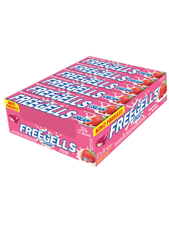 Freegells Cream Morango C/12 Und Riclan - Display C/12