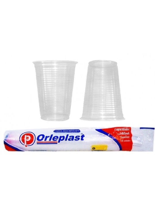 Copo Plastico Transparente 180Ml C/100 Abnt Orleplast - Pacote C/100 Un