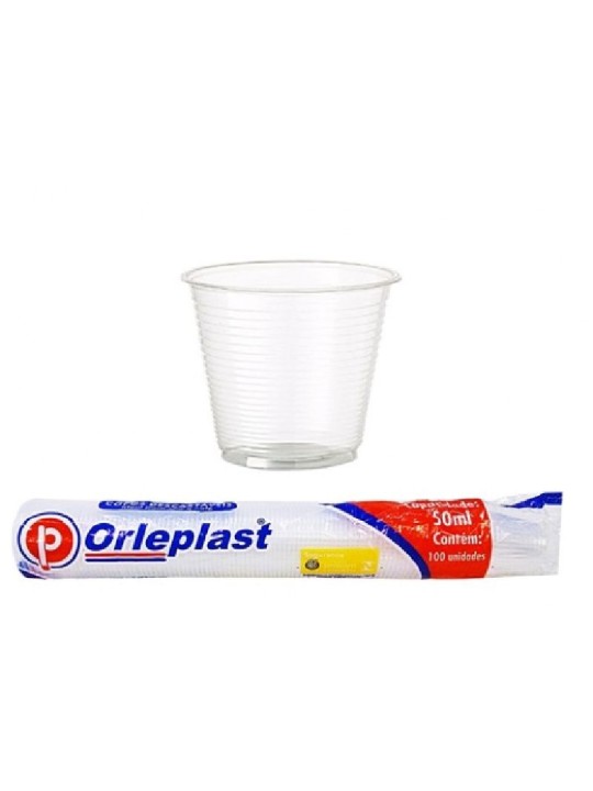 Copo Plastico Transparente 50Ml Pp Orleplast - Pacote C/100 Un