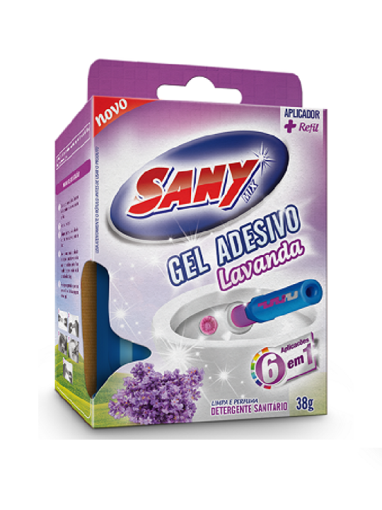 Gel Adesivo Ativo Sanymix Lavanda Ap+Refil C/6 Un 38Gr Sany Brilho - Caixa