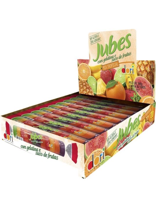 Bala Goma Jubes Gelatina Tropical Tubo 20X48Gr Dori - Display C/20